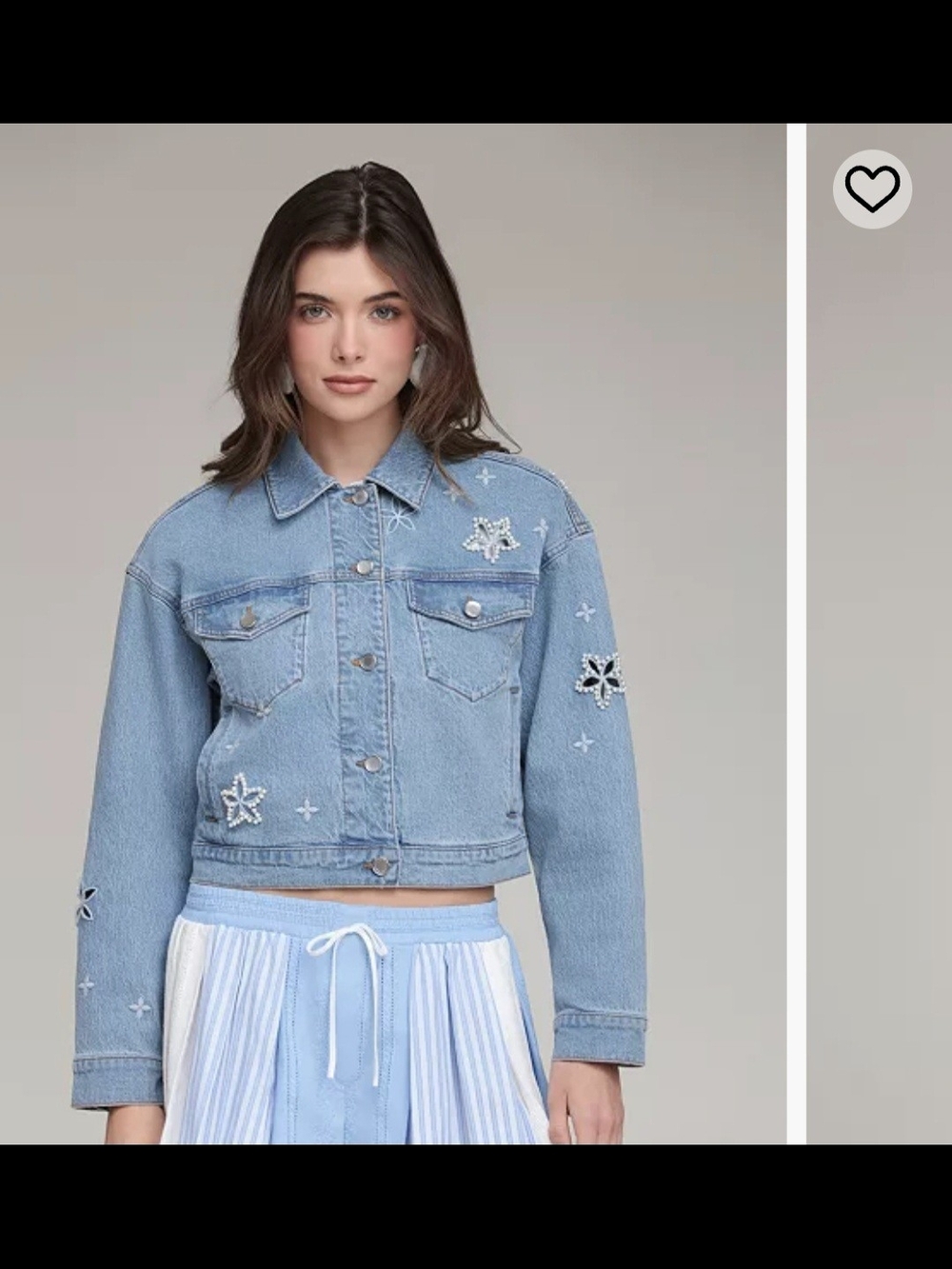 Avec Les Filles Embroidered Detail Collered Denim Jacket XS $138 - Picture 5 of 7